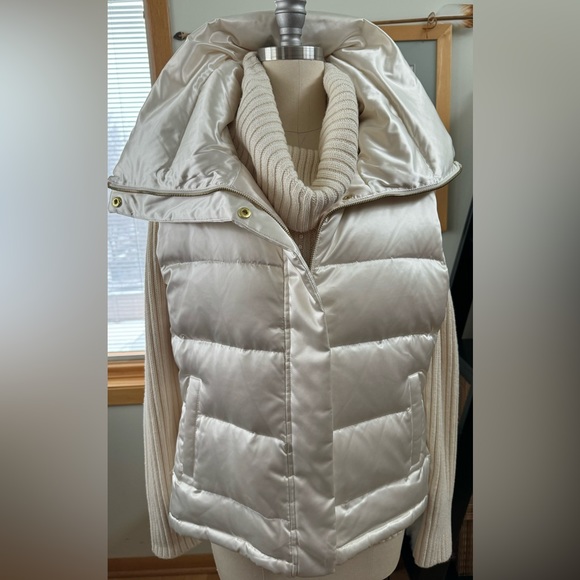 Talbots Satin Goose Down Puffer Vest in Cream - Picture 2 of 8